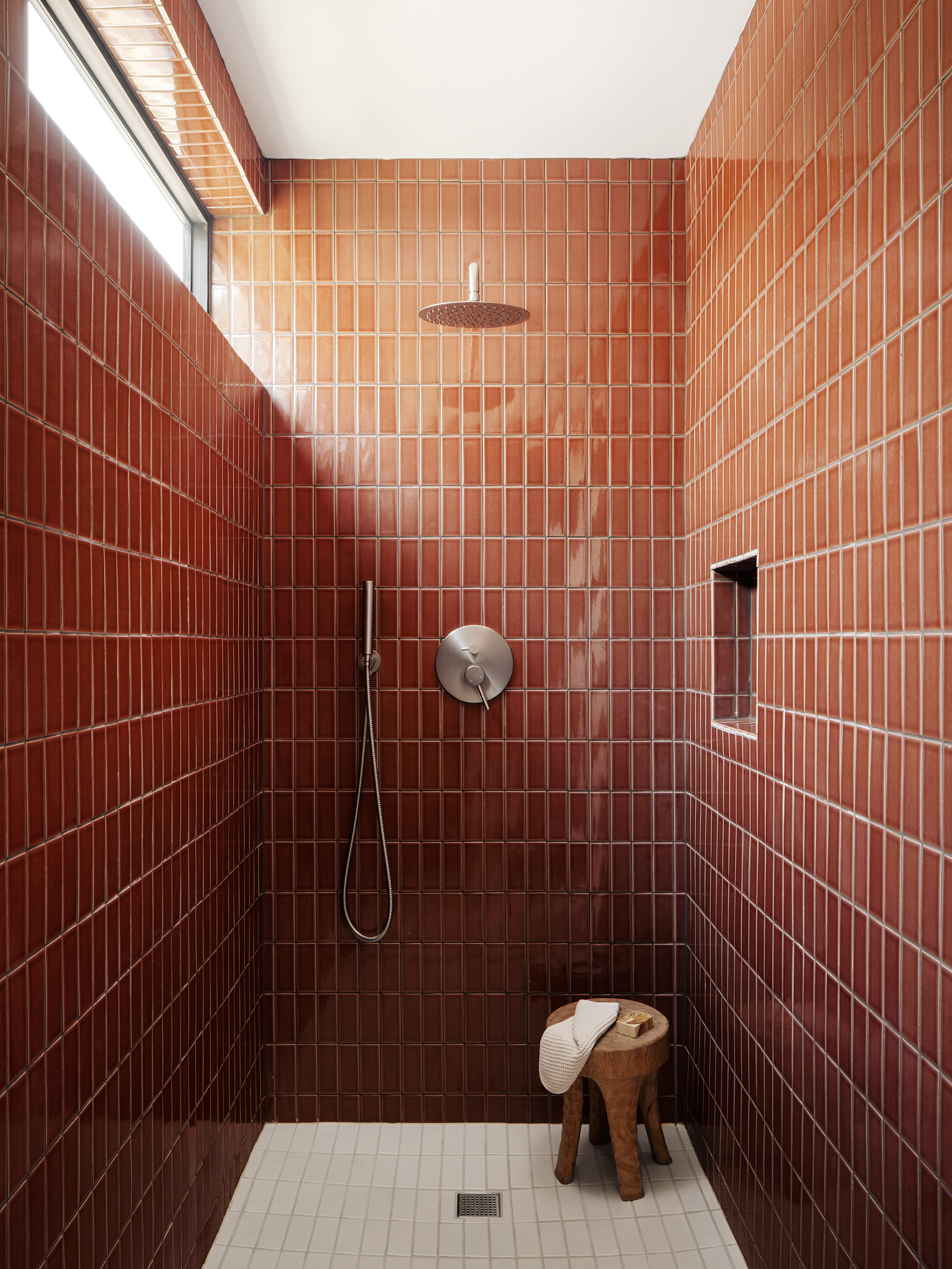 Primary bath with terracotta hand-crafted tile